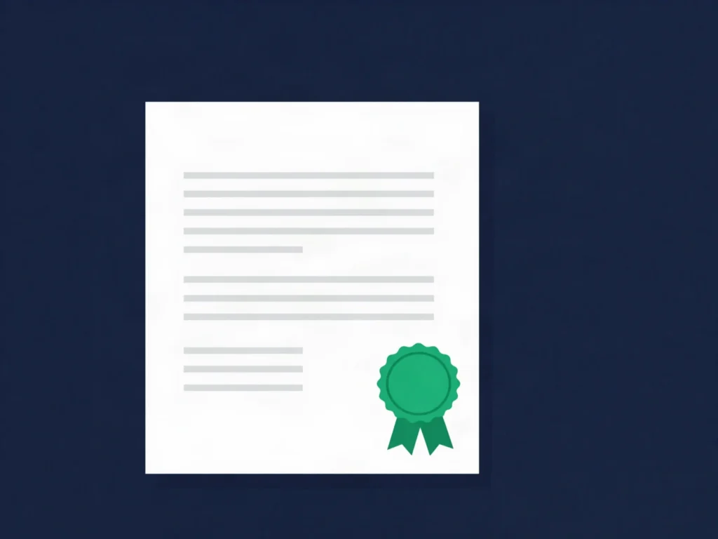 A completed document page with a seal and ribbon, illustrating a finished dissertation conclusion