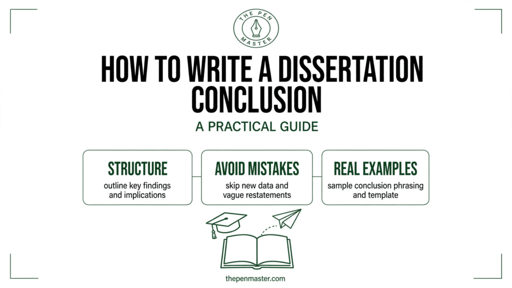 Infographic: how to write a dissertation conclusion — structure, mistakes to avoid, and real examples