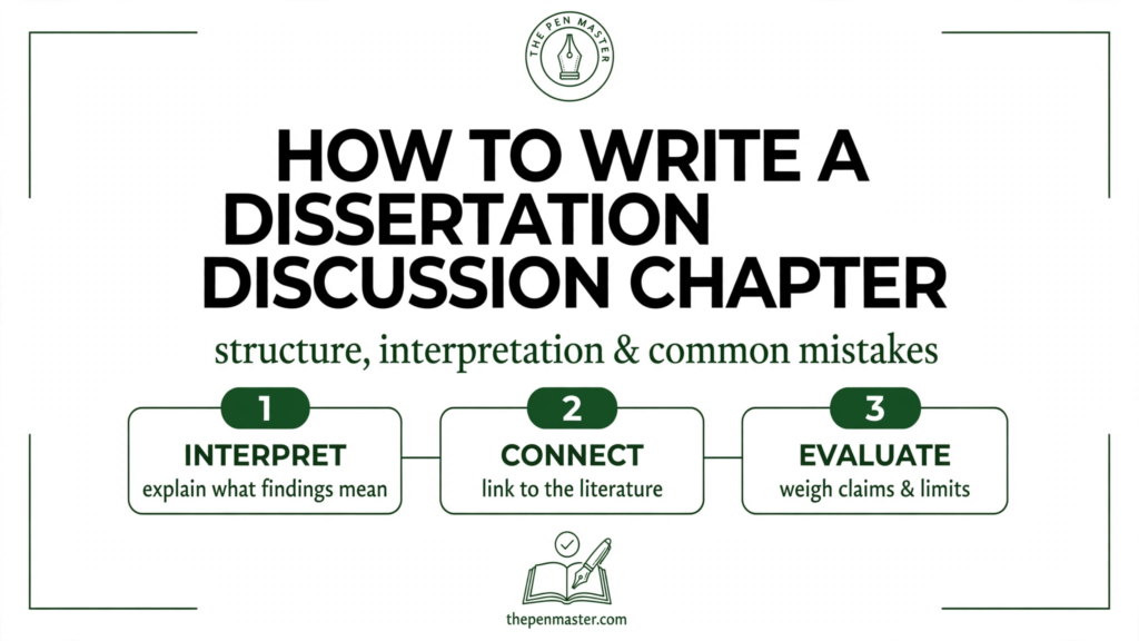 Infographic: how to write a dissertation discussion chapter — interpret, connect, evaluate