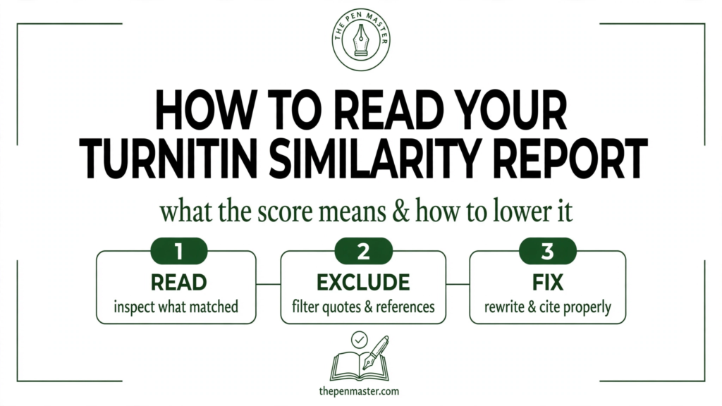 Infographic: how to read your Turnitin similarity report — read, exclude, fix